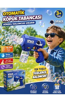 Space Exploration Pilli Baloncuk Tabancası Otomatik Köpük Çıkaran Eğlence Tabancası Mavi Space Exploration Pilli Baloncuk Tabancası Otomatik Köpük Çıkaran Eğlence Tabancası Mavi