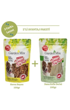 Garden Mix 2'li Avantaj Paketi Horoz Boyun 100 G + Dana Kelle Derisi 100 G Doğal Köpek Ödülü Garden Mix 2'li Avantaj Paketi Horoz Boyun 100 G + Dana Kelle Derisi 100 G Doğal Köpek Ödülü