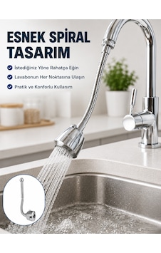 Çok Fonksiyonlu Musluk Uzatma Aparatı 360 Hareketli Krom Musluk Başlığı 1