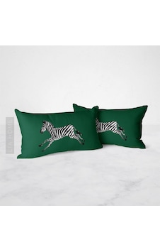 Yeşil Zebra Desenli Çift Taraflı Dekoratif 2'li Yastık Kılıfı Seti 32 x 55 CM - Yeşil Yeşil Zebra Desenli Çift Taraflı Dekoratif 2'li Yastık Kılıfı Seti 32 x 55 CM - Yeşil
