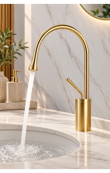 Alfas Mat Gold Banyo Lavabo Bataryası 360 Döner Pirinç Banyo Tezgah Üstü 360 Döner Batarya Alfas Mat Gold Banyo Lavabo Bataryası 360 Döner Pirinç Banyo Tezgah Üstü 360 Döner Batarya