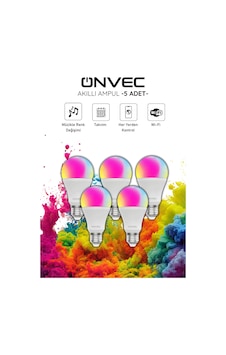 Onvec Wifi+Bluetooth Destekli 9w Rgb 5 Adet Akıllı Ampul Tuya Rgb