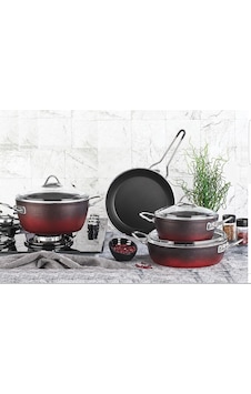 Kahramanlar Fiesta 7 Parça Tencere Takımı Red Kahramanlar Fiesta 7 Parça Tencere Takımı Red