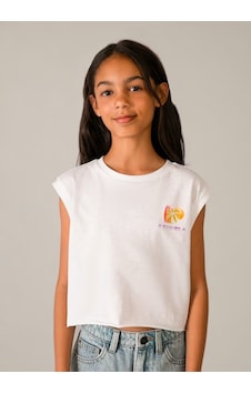 Mayoral Baskılı Kolsuz Kız Çocuk T-shirt 6014 Beyaz Mayoral Baskılı Kolsuz Kız Çocuk T-shirt 6014 Beyaz