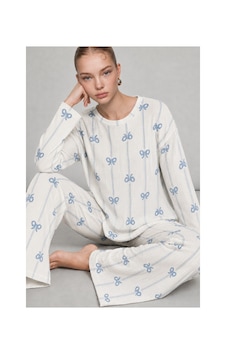 Fit Women Kadın Desenli Nefes Alan Ekru Pijama Takımı 4690