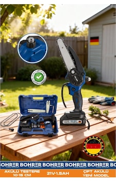 10 - 15 Cm Kama Zincir 21v Akülü Bahçe Budama Ağaç Kesme Makinesi