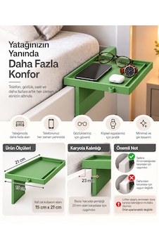 Yatak Yanı Pratik Raf Yeşil Yatak Yanı Pratik Raf Yeşil