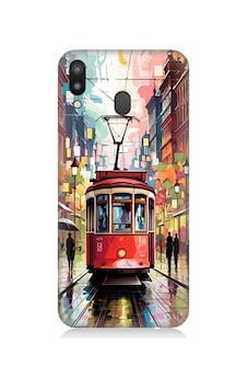 Samsung Galaxy M20 Uyumlu Yağmurda Kırmızı Tramvay Desenli Silikon Kılıf Çok Renkli Samsung Galaxy M20 Uyumlu Yağmurda Kırmızı Tramvay Desenli Silikon Kılıf Çok Renkli