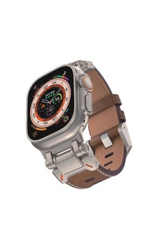Apple Uyumlu Watch 44mm Zore Krd-114 Metal Başlıklı Suni Deri Kordon Apple Uyumlu Watch 44mm Zore Krd-114 Metal Başlıklı Suni Deri Kordon