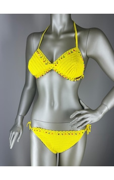 İvita Renkli Boncuk Detaylı Çok Tarz El Yapımı Tığ Örgüsü Bikini Sarı İvita Renkli Boncuk Detaylı Çok Tarz El Yapımı Tığ Örgüsü Bikini Sarı