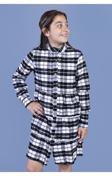 Toontoy Kids Toontoy Kız Çocuk Ekose Desenli Elbise Siyah Toontoy Kids Toontoy Kız Çocuk Ekose Desenli Elbise Siyah