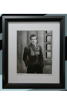 Pierce Brosnan - James Bond - Orijinal Çizim - Siyah Plastik Çerçeveli Pierce Brosnan - James Bond - Orijinal Çizim - Siyah Plastik Çerçeveli