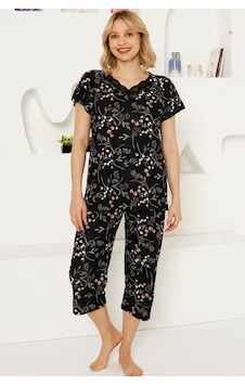 Alimer Kadın Siyah Dantelli V Yaka Bermuda Pijama Takım Edy2707s Siyah Alimer Kadın Siyah Dantelli V Yaka Bermuda Pijama Takım Edy2707s Siyah