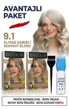 Sea Color Set Saç Boyası 9.1 Elmas Sarısı 2 Li 2 Kutu+pratik Boya Kabı Sea Color Set Saç Boyası 9.1 Elmas Sarısı 2 Li 2 Kutu+pratik Boya Kabı