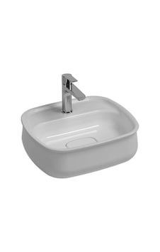 Isvea Fluido Tezgah Üzeri Çanak Lavabo 47 CM Bas-Aç Set Mat Beyaz