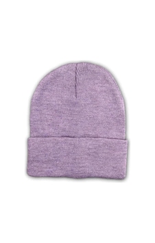 Yenisinial Unisex Basic Düz Katlamalı Bere Lila Renkli Lila