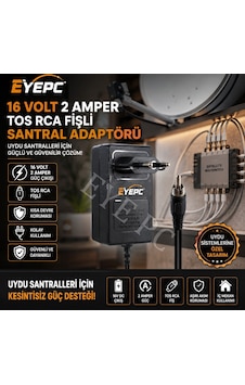 16 Volt - 2. Amper Tos Fişli Rca Yerli Üretim Priz Tipi Santral Adaptörü