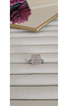 Büyük Kare Tektaş Yüzük Silver Büyük Kare Tektaş Yüzük Silver