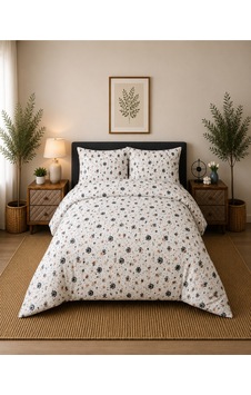 Çift Kişilik Nevresim Takımı %100 Pamuk 200x220 Lastikli Çarşaflı 160x200 Siyah