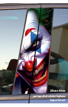 Psikopat Joker Sticker Yan Kapı Direk Kaplama 2li Sol Sağ Takım Yapıştırma Psikopat Joker Sticker Yan Kapı Direk Kaplama 2li Sol Sağ Takım Yapıştırma