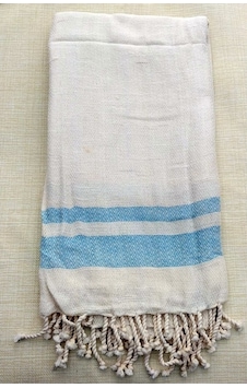 Mandaş Pamuklu El Dokuma Peştemal (90X160)-Mavi Çizgili V2 Mandaş Pamuklu El Dokuma Peştemal (90X160)-Mavi Çizgili V2