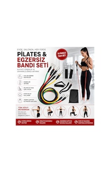 11 Parça Pilates Egzersiz Direnç Lastiği Seti 5 Farklı Direnç Seviyeli Fitness Spor Bandı Seti Çok Renkli - 901849681 Çok Renkli