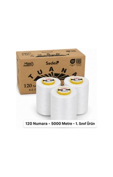 Tuana Polyester Dikiş İpliği 120 Numara 5000 Metre Beyaz 3'lü Bobin Makine İpi Konfeksiyon Dikiş İpi Tuana Polyester Dikiş İpliği 120 Numara 5000 Metre Beyaz 3'lü Bobin Makine İpi Konfeksiyon Dikiş İpi
