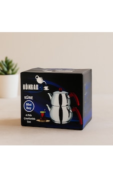 Mini Çelik Çaydanlık Seti 0.75l+1.35l Kendinden Süzgeçli Bakalit Kulplu Çok Renkli Mini Çelik Çaydanlık Seti 0.75l+1.35l Kendinden Süzgeçli Bakalit Kulplu Çok Renkli