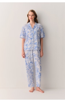 Suwen Elite Pamuklu Gömlek Yaka Pijama Takımı Sh26554660b348 Mavi Suwen Elite Pamuklu Gömlek Yaka Pijama Takımı Sh26554660b348 Mavi