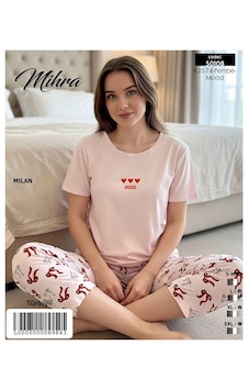 Miressa Kadın Kapri Pijama Takımı PEMBE Miressa Kadın Kapri Pijama Takımı PEMBE
