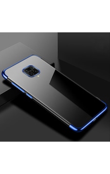 Xiaomi Redmi Note 9 Pro / 9s Köşeleri Renkli Kamera Korumalı Şeffaf Kılıf Mavi Şeffaf