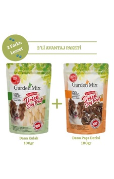 Garden Mix 2'li Avantaj Paketi Dana Kulak 100 G + Dana Paça Derisi 100 G Doğal Köpek Ödülü Garden Mix 2'li Avantaj Paketi Dana Kulak 100 G + Dana Paça Derisi 100 G Doğal Köpek Ödülü