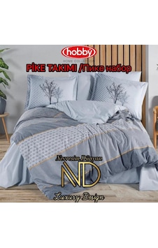 Hobby Poplin Pike Takımı Çift Kişilik Tanya İndigo Çok Renkli