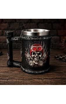 Toptan Kuru Kafa Motorcu Tasarımlı Metal Kupa Bardak Toptan Kuru Kafa Motorcu Tasarımlı Metal Kupa Bardak