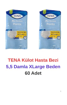 Tena Külot Hasta Bezi Normal 5,5 Damla Xlarge Beden - 60 Adet XL Tena Külot Hasta Bezi Normal 5,5 Damla Xlarge Beden - 60 Adet XL