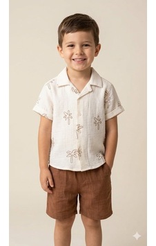 Name Baby & Kids Erkek Çocuk Müslin Takım Ekru-kahve Name Baby & Kids Erkek Çocuk Müslin Takım Ekru-kahve