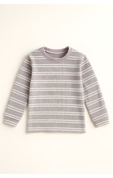 Esila Kids Kız Çocuk Body Pamuklu Çizgili Uzun Kollu 4-9 Yaş Lila