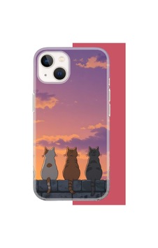 İphone 13-14 Uyumlu Duvardaki Kediler Uv Baskılı Silikon Kılıf Renkli İphone 13-14 Uyumlu Duvardaki Kediler Uv Baskılı Silikon Kılıf Renkli