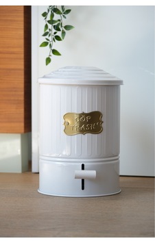 Galvaniz Metal Pedallı 16 Litre Çöp Kovası Mutfak ,banyo Paslanmaz Yanmaz Beyaz