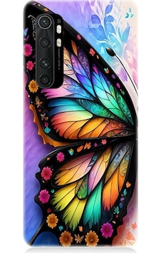 Xiaomi Mi Note 10 Lite Uyumlu Pastel Renkli Kelebek Kanadı Ve Çiçekler Desenli Silikon Kılıf Xiaomi Mi Note 10 Lite Uyumlu Pastel Renkli Kelebek Kanadı Ve Çiçekler Desenli Silikon Kılıf
