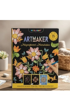 Artmaker Magnificent Mandalas Kazımalı Boyama Seti 16 Panel, Şablon Ve Kalemli Mandala Scratch Art Kit Yeşil