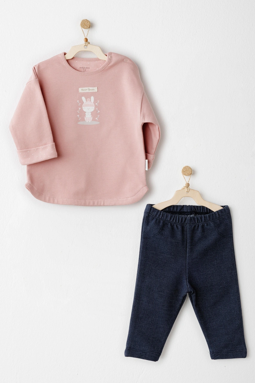 Andywawa Kız Bebek Takım 2 Parça Set Mon Petıt Amour Ac26087 Denim Andywawa Kız Bebek Takım 2 Parça Set Mon Petıt Amour Ac26087 Denim