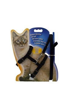 Kedi Göğüs Tasması Uzatma 110cm Set Siyah Gri - 40443240