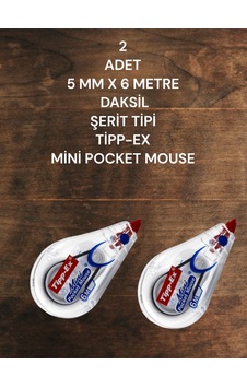 2 Adet 5 Mm X 6 Metre Daksil Şerit Tipi Tipp-ex Mini Pocket Mouse