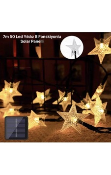 7m 50 Led Yıldız 8 Fonksiyonlu Solar Panelli-gün Işığı Çok Renkli 7m 50 Led Yıldız 8 Fonksiyonlu Solar Panelli-gün Işığı Çok Renkli