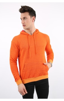 Modish İki İplik Kapşonlu Kanguru Cepli Erkek Günlük Sweatshirt Turuncu Modish İki İplik Kapşonlu Kanguru Cepli Erkek Günlük Sweatshirt Turuncu