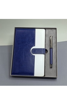 Mavi Beyaz Deri Kapaklı Defter Ve Metal Kalem Set 124-Pembe Mavi Beyaz Deri Kapaklı Defter Ve Metal Kalem Set 124-Pembe