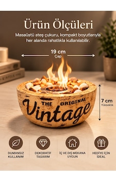 Technow Home-300 Vintage Eskitme Desen El Yapımı Masa Şöminesi Ateş Çukuru 200ml Bioetanol Technow Home-300 Vintage Eskitme Desen El Yapımı Masa Şöminesi Ateş Çukuru 200ml Bioetanol