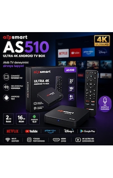 Alpsmart As510 Ultra 4k Android Tv Box 2gb Ram 16gb Hafıza Android 12.0 Ses Komutlu Kumanda Kablosuz İnternet Tv Box Alpsmart As510 Ultra 4k Android Tv Box 2gb Ram 16gb Hafıza Android 12.0 Ses Komutlu Kumanda Kablosuz İnternet Tv Box