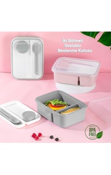 1183 Kendinden Kaşık Çatallı Sosluk Bölmeli Beslenme Kabı - Taşınabilir Lunch Box Gri 0 1183 Kendinden Kaşık Çatallı Sosluk Bölmeli Beslenme Kabı - Taşınabilir Lunch Box Gri 0